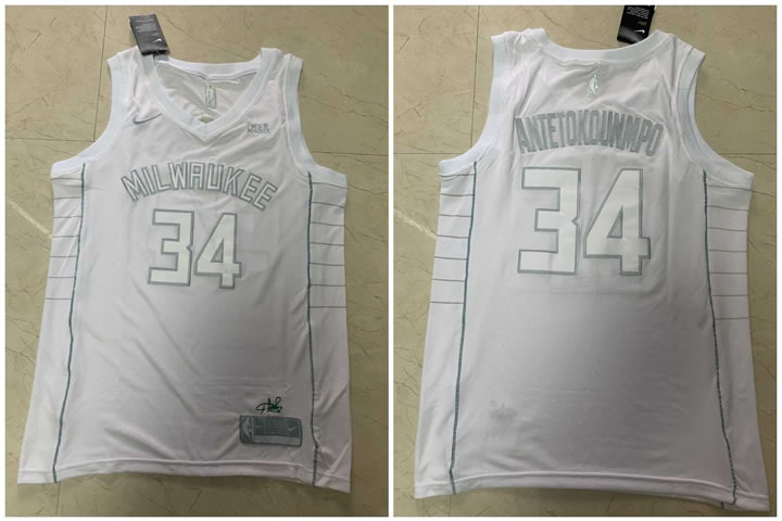 Bucks 34 Giannis Antetokounmpo White Nike Swingman MVP Jersey,We sell and wholesale Bucks 34 Giannis Antetokounmpo White Nike Swingman MVP Jersey on line form chian!